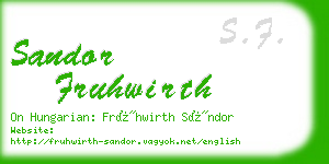 sandor fruhwirth business card